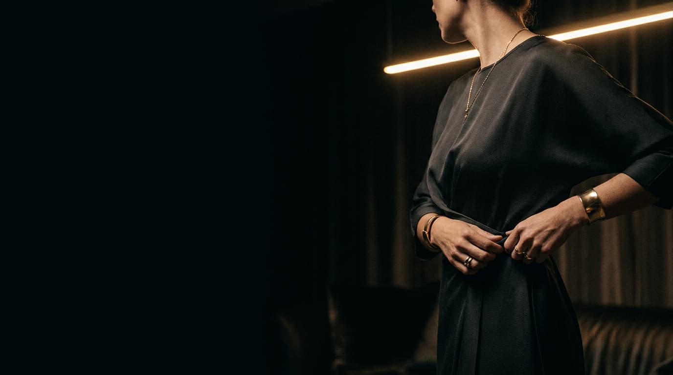 Editorial — Damenmode bei LA GIOIA in warmem Goldlicht